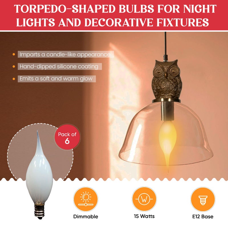 Creative HobbiesÂ® Country Style Silicone Dipped Candle Light Bulbs, 15 Watt -Pack of 6 Bulbs - Image 2